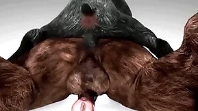 Minotaur fucks primate and cums down his throat - wildlife