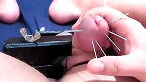 Load of shit skewering extremist cbt - 7 needles & cumshot with squeezed balls