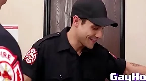 Studs wean away from firedept give eachother a savoury blowjob