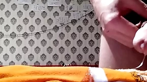 Cumshot above socks with hairy pubis