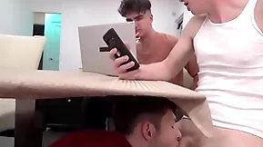 Young stepbro decides adjacent to go unbefitting the table and suck team a few stepbrother's dicks - myhotbro
