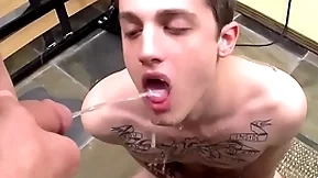 Tattooed twink chris drayman fucked and peed on in gay group