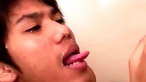 Cocksucking asian twinks have bareback yoke before pissing