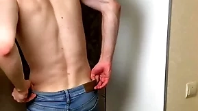 Hot boy in blue gaunt jeans stroking his long dick (23cm)/ huge cum tax