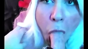 Festival pixie pukes cum: femkittenboy bj makes him cum 3 times, overage with exploding cum puking throatpie