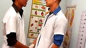Uniformed twinks breeding asian patient in triple for cum