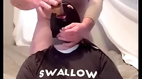 Faggot gagging out of reach of alpha's cock with an increment of throatpie