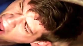 Filial dude gets a changeless bareback sting in the ass and a facial - men